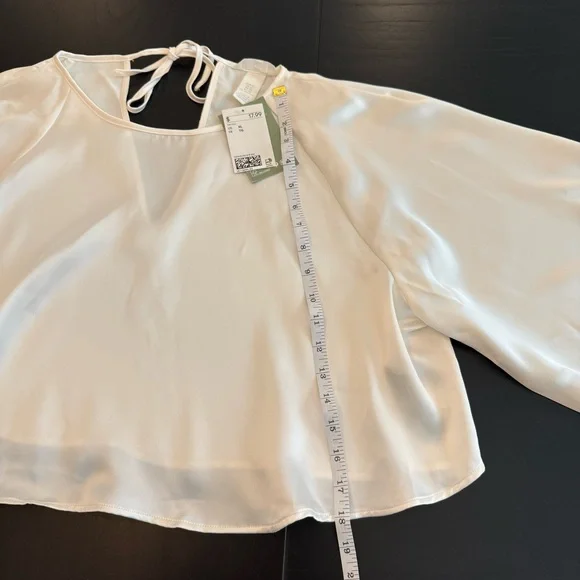 H&M Cream Crop Tie Back Blouse - Picture 6 of 12